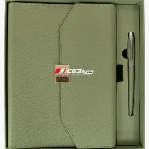 C63s Executive Notebook And Pen In Card Folder — C63s logo branding preview; custom branding quoted separately