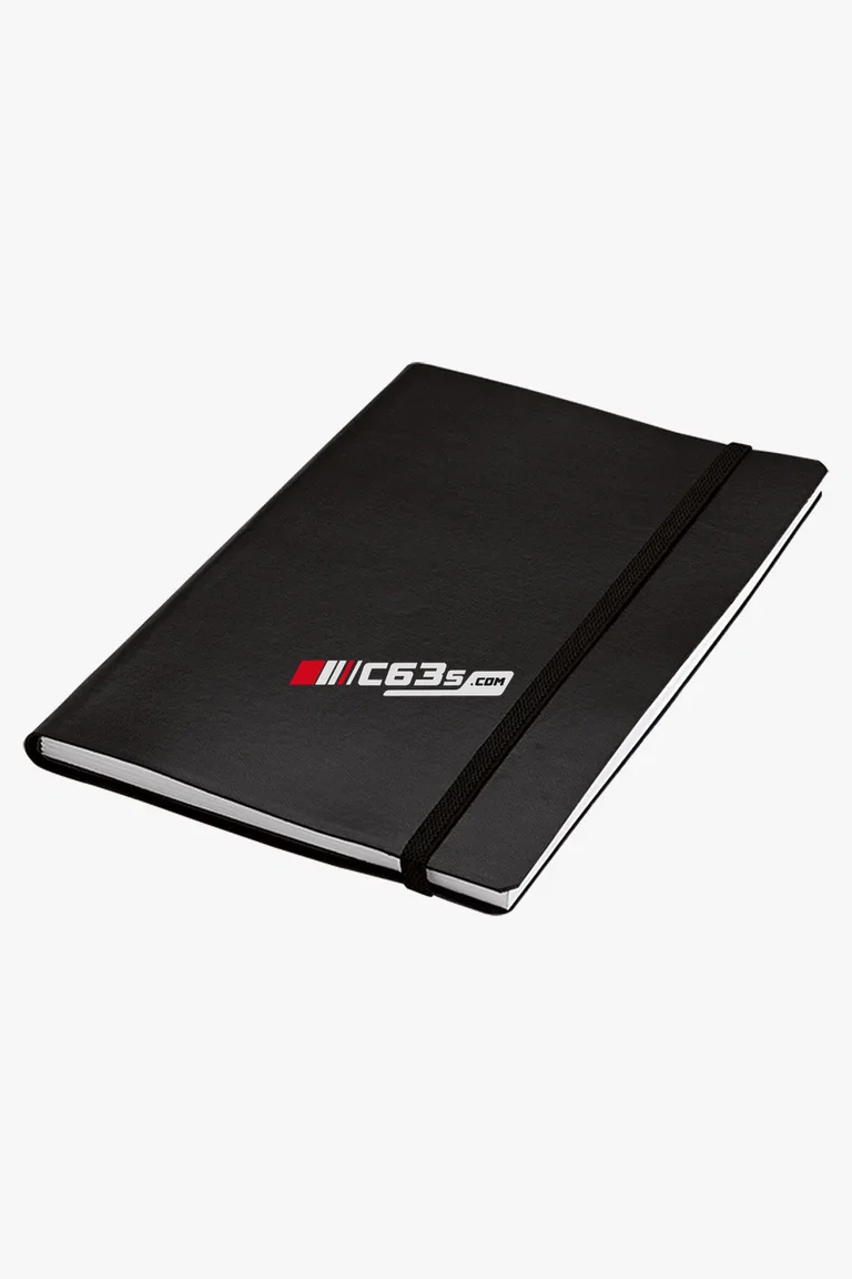 C63s A5 Journal with Elastic Band Closure 80 Pages — C63s logo branding preview; custom branding quoted separately