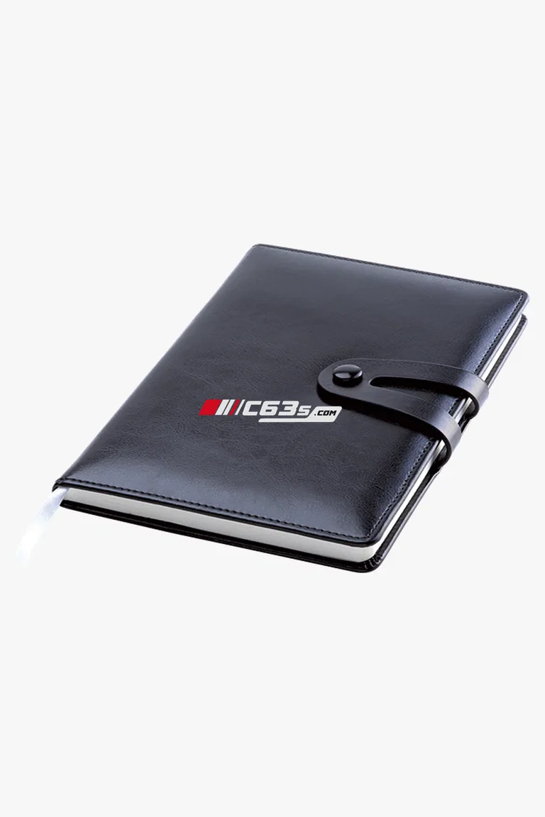 C63s Exclusive Double Strap Design Notebook — C63s logo branding preview; custom branding quoted separately