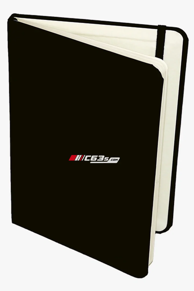 C63s A5 Notebook Kelly — C63s logo branding preview; custom branding quoted separately