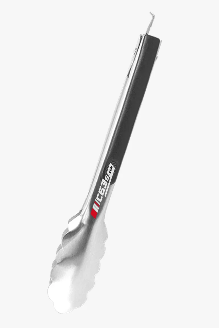 C63s Serving Tong With Plastic Handle And Lock — C63s logo branding preview; custom branding quoted separately