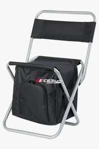 C63s Birdseye Picnic Chair Cooler — C63s logo branding preview; custom branding quoted separately