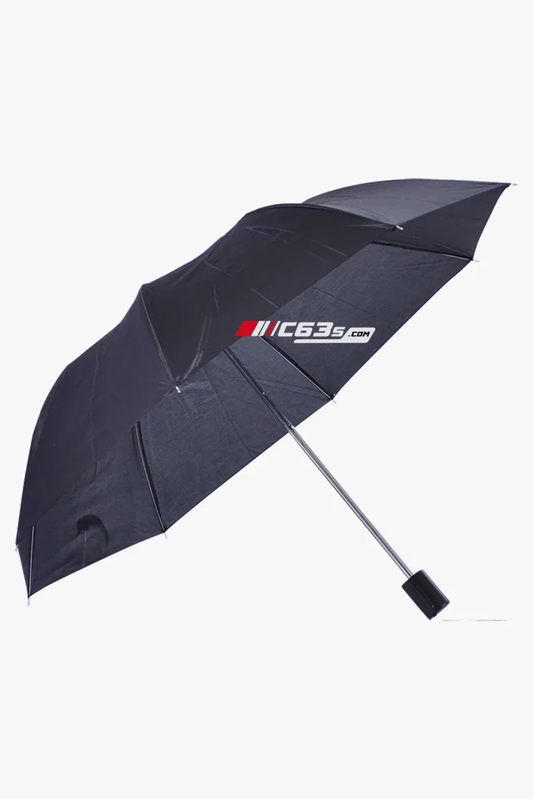 C63s Mini Foldable Umbrella — C63s logo branding preview; custom branding quoted separately