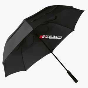 C63s Windproof Golf Umbrella — C63s logo branding preview; custom branding quoted separately