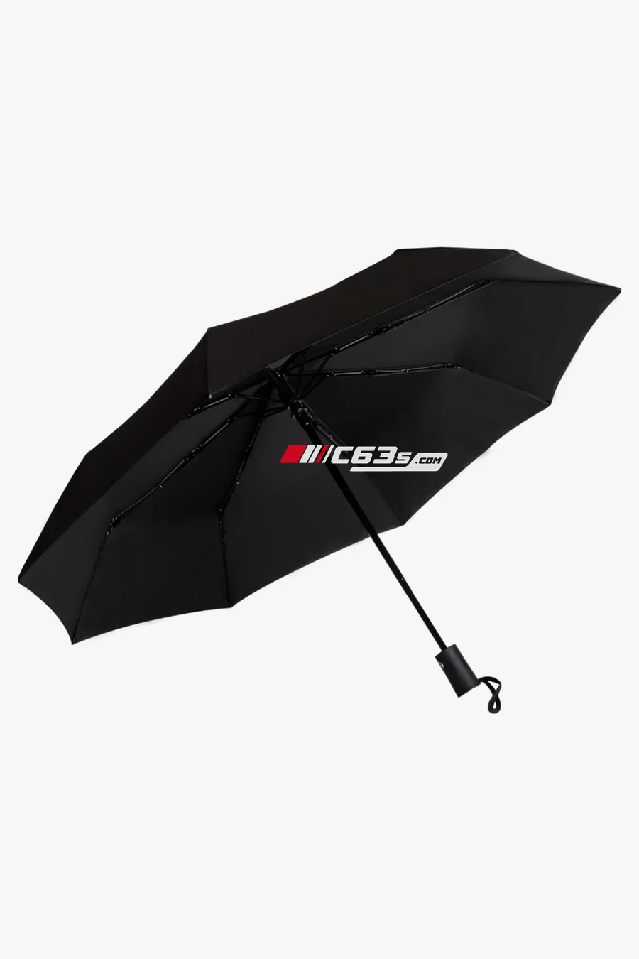 C63s Deluxe Compact Umbrella — C63s logo branding preview; custom branding quoted separately