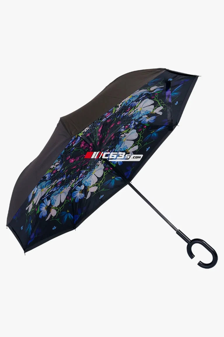 C63s Printed Reversible Umbrella — C63s logo branding preview; custom branding quoted separately