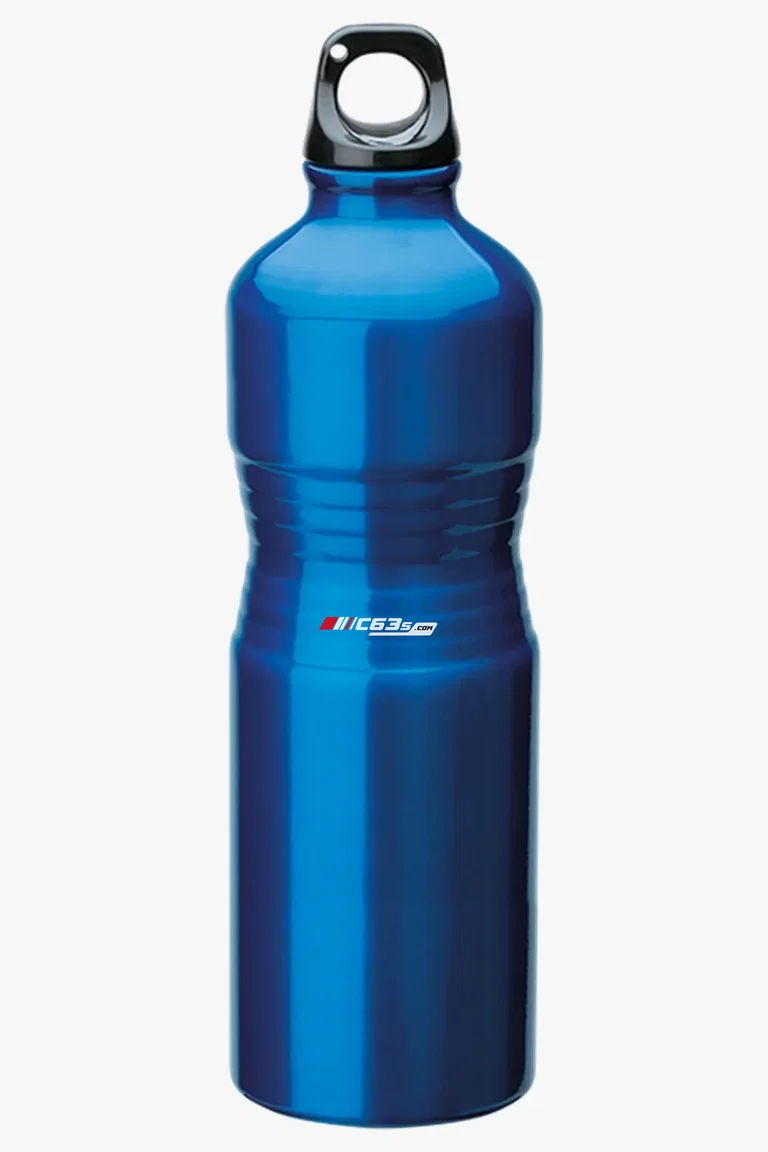 C63s 680ml Shaped Aluminium Water Bottle — C63s logo branding preview; custom branding quoted separately