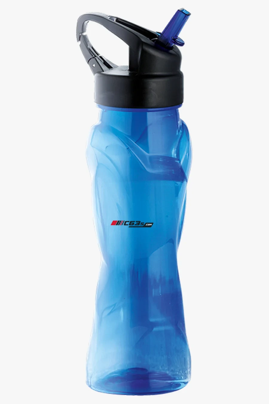 C63s 570ml Curved Body Water Bottle — C63s logo branding preview; custom branding quoted separately