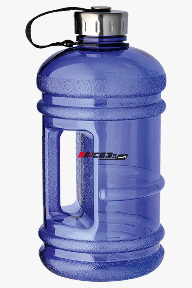 C63s 2.2 Litre Water Bottle With Integrated Carry Handle — C63s logo branding preview; custom branding quoted separately
