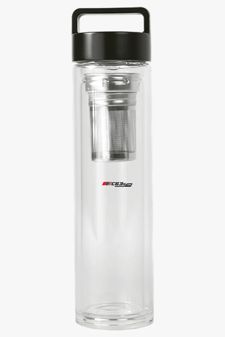 C63s 500ml Double Wall Glass Filter Flask — C63s logo branding preview; custom branding quoted separately