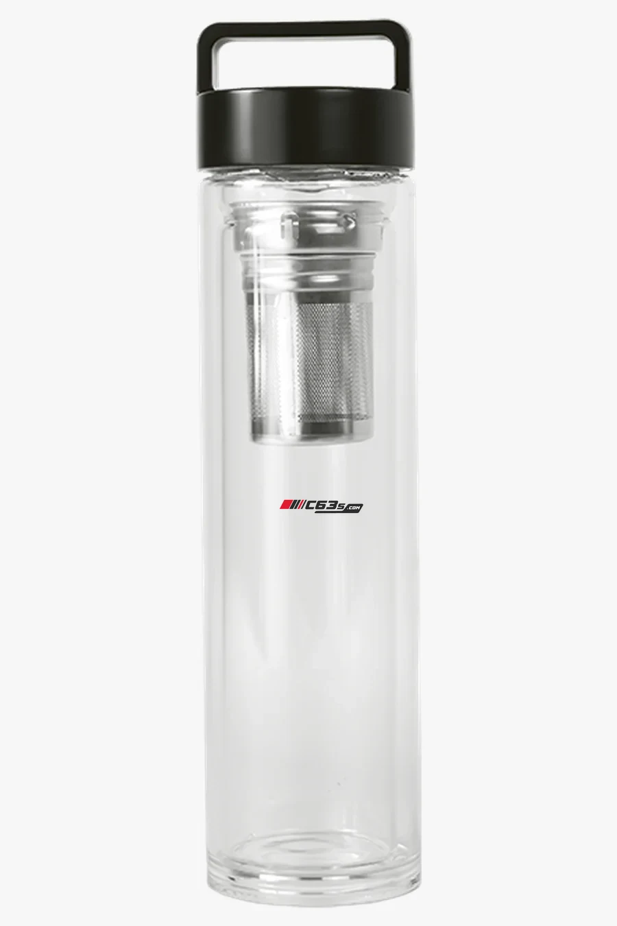 C63s 500ml Double Wall Glass Filter Flask — C63s logo branding preview; custom branding quoted separately