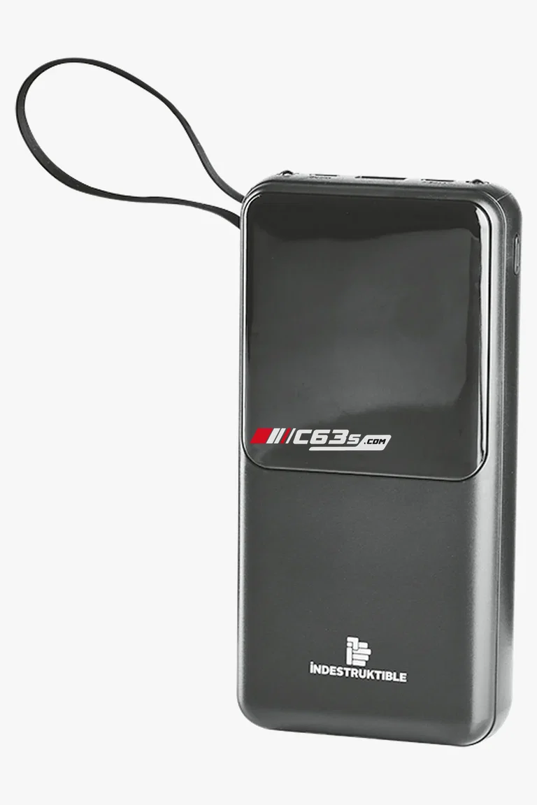 C63s 20000mAh Cable Power Bank — C63s logo branding preview; custom branding quoted separately