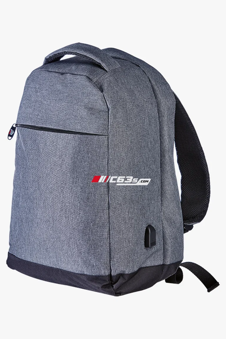 C63s Anti-Theft Backpack Danium — C63s logo branding preview; custom branding quoted separately