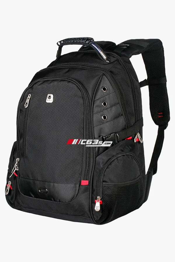 C63s Volkano Tough Series Backpack — C63s logo branding preview; custom branding quoted separately