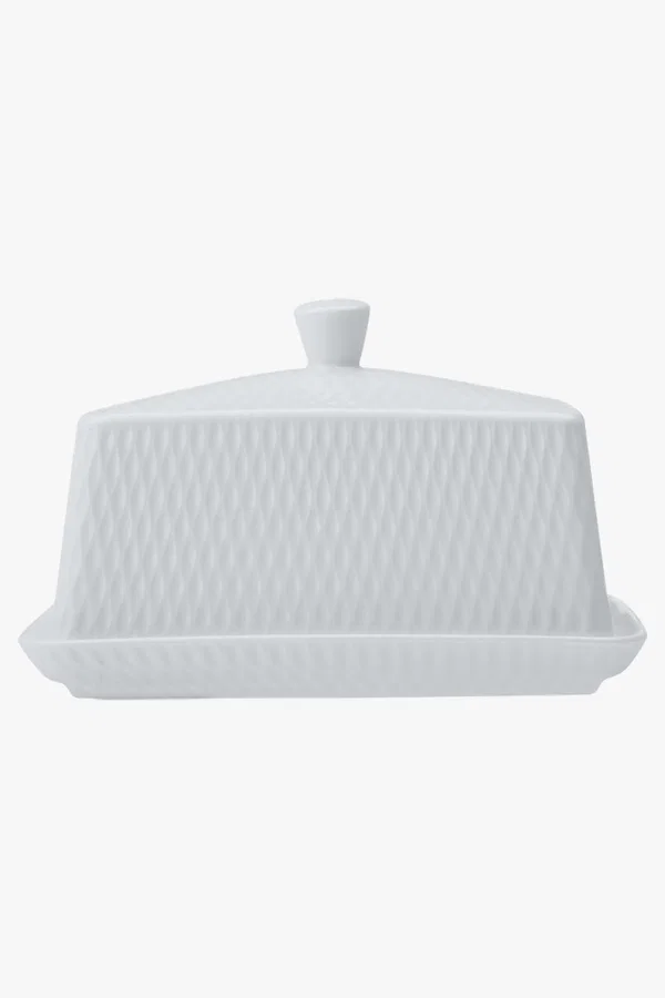 C63s White Basics Diamonds Butter Dish — White