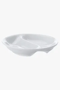 C63s White Basics Round Divided Sauce Dish — White