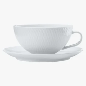 C63s White Basics Diamonds Tea Cup and Saucer Low 250ml — White
