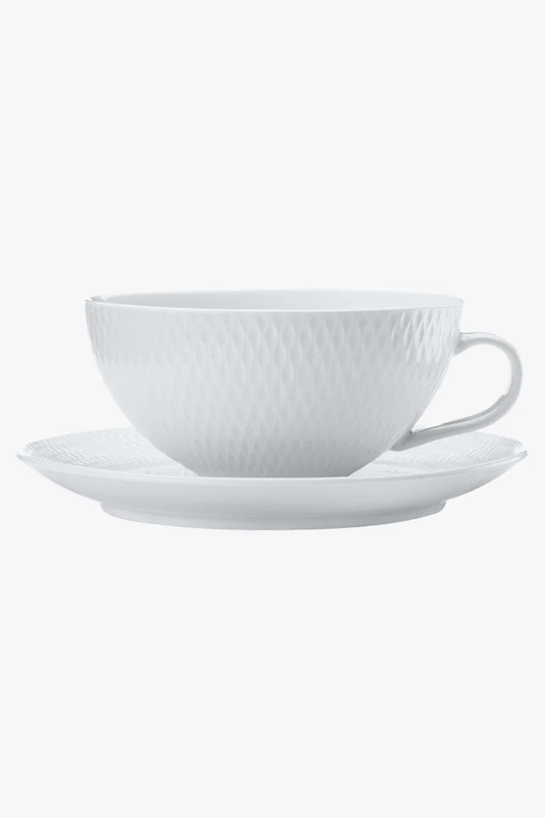 C63s White Basics Diamonds Tea Cup and Saucer Low 250ml — White