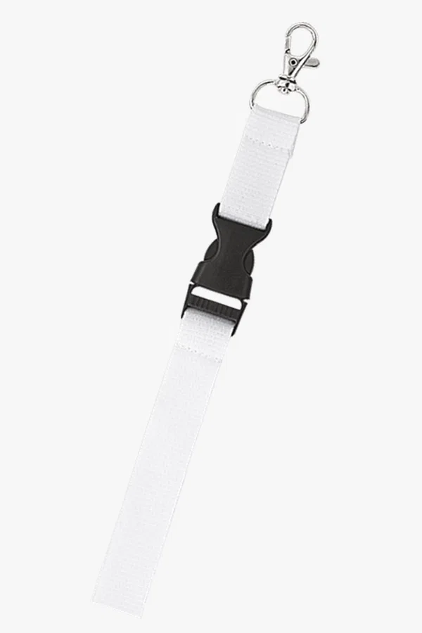 C63s Woven Lanyard with Plastic Buckle — White