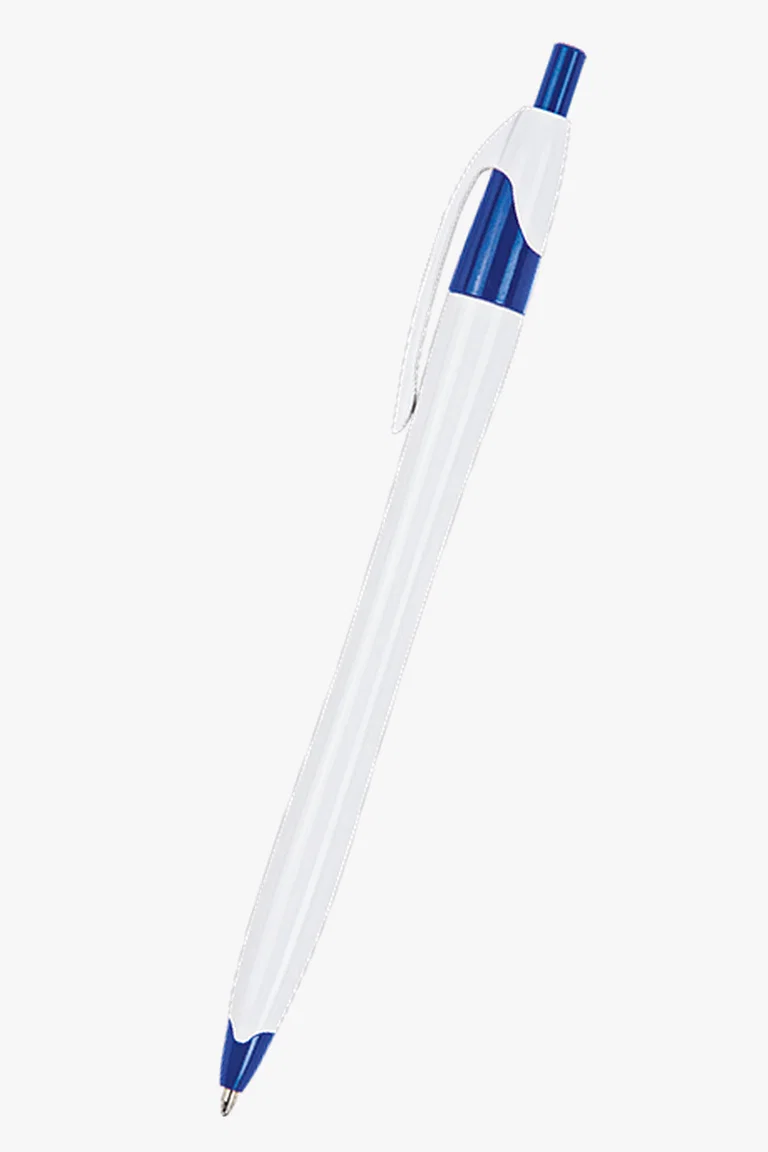 C63s Slim White Barrel Ballpoint Pen — Pale Blue