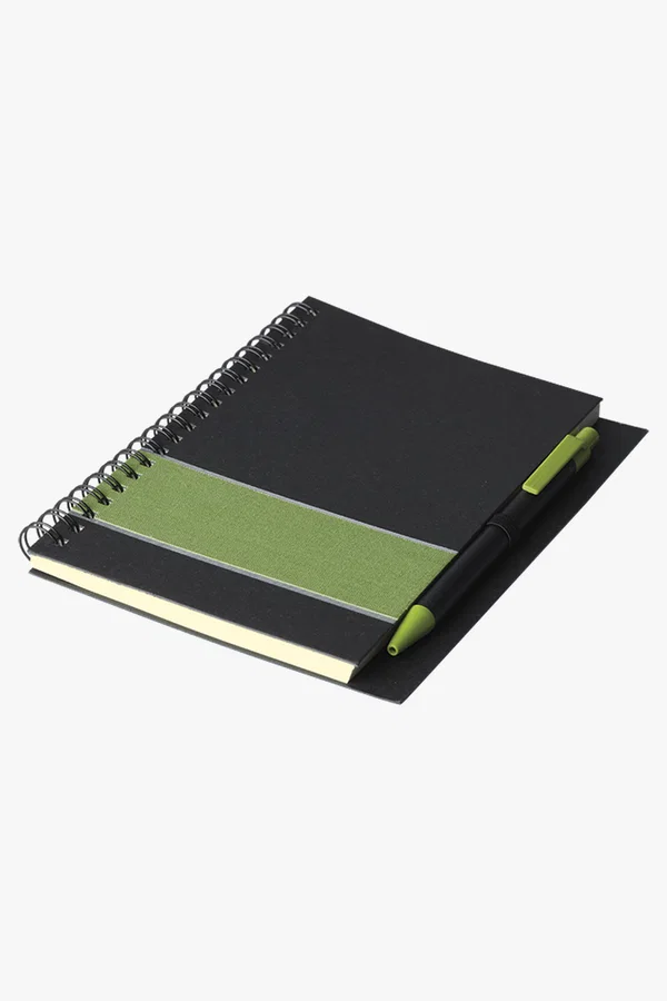 C63s Coloured Stripe Notebook with Pen — Green
