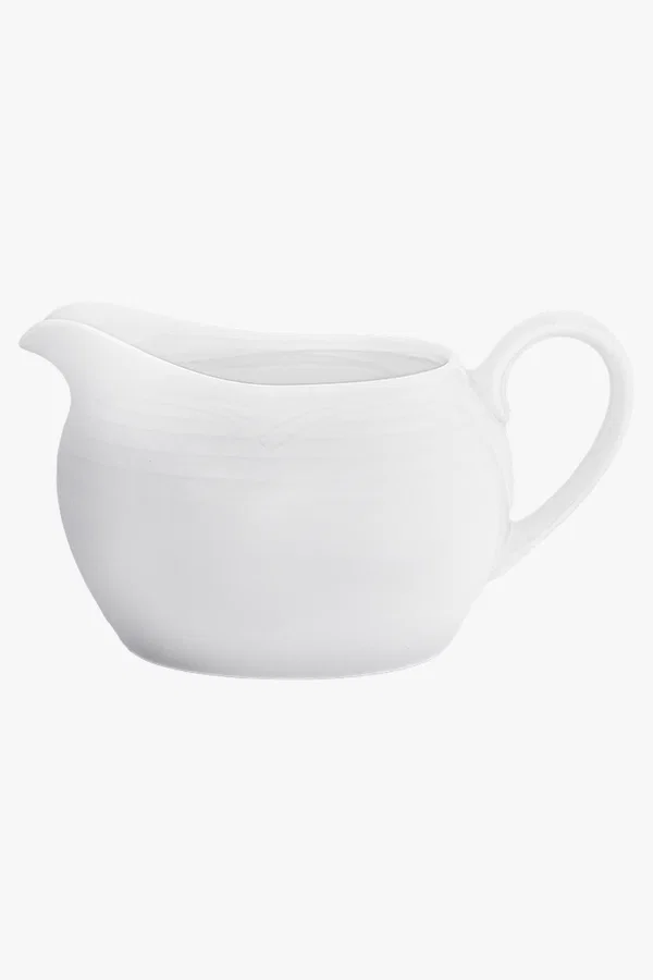 C63s Arctic White Gravy Boat with Saucer — White