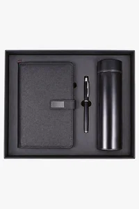 C63s Executive Notebook And Water Bottle Gift Set — Black
