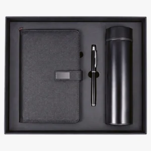 C63s Executive Notebook And Water Bottle Gift Set — Black