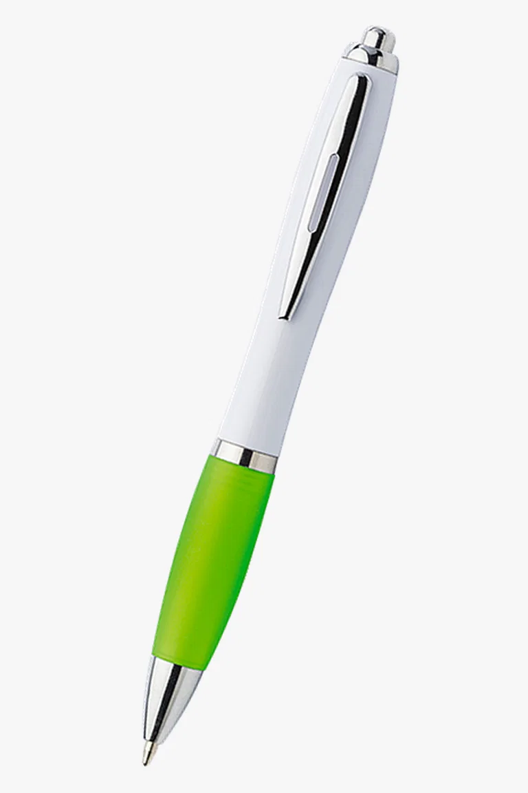 C63s White Barrel Curved Design Ballpoint Pen — Light Green