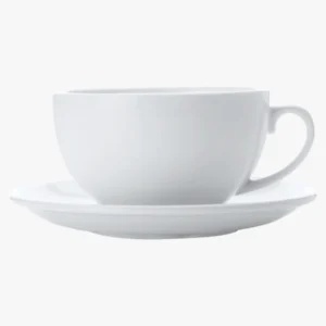 C63s White Basics Cappuccino Cup and Saucer 320ml — White