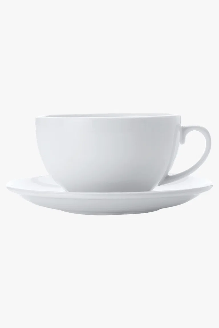 C63s White Basics Cappuccino Cup and Saucer 320ml — White