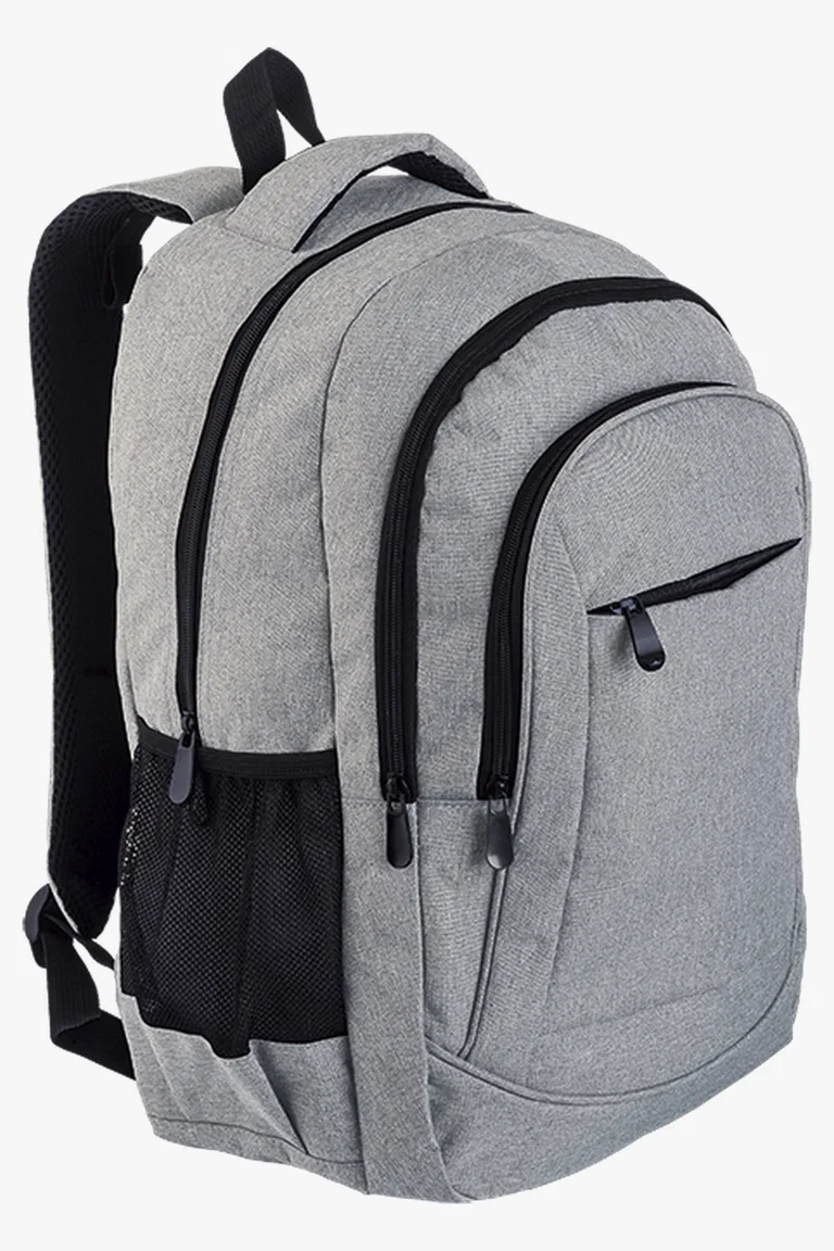 C63s Stylish Front Zip Pocket Backpack — Grey Melange