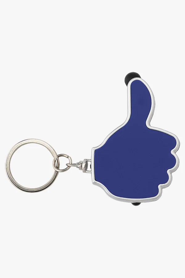 C63s 3 in 1 Thumbs Up Keychain with Stylus and LED Light — Blue