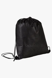 C63s Wave Design Drawstring Bag Non-Woven — Black