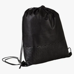 C63s Wave Design Drawstring Bag Non-Woven — Black