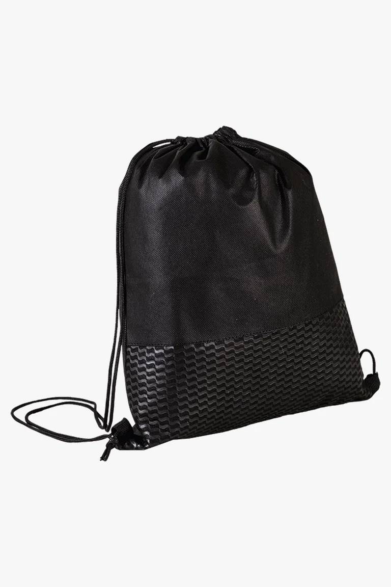 C63s Wave Design Drawstring Bag Non-Woven — Black