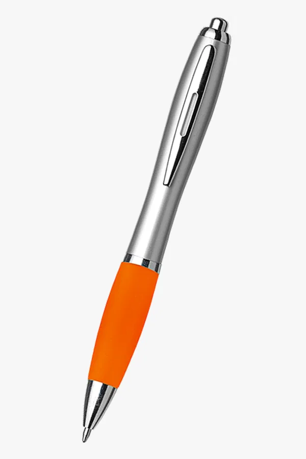 C63s Curved Silver Ballpoint Pen — Orange