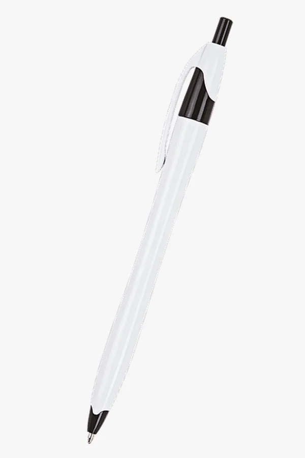 C63s Slim White Barrel Ballpoint Pen — Black