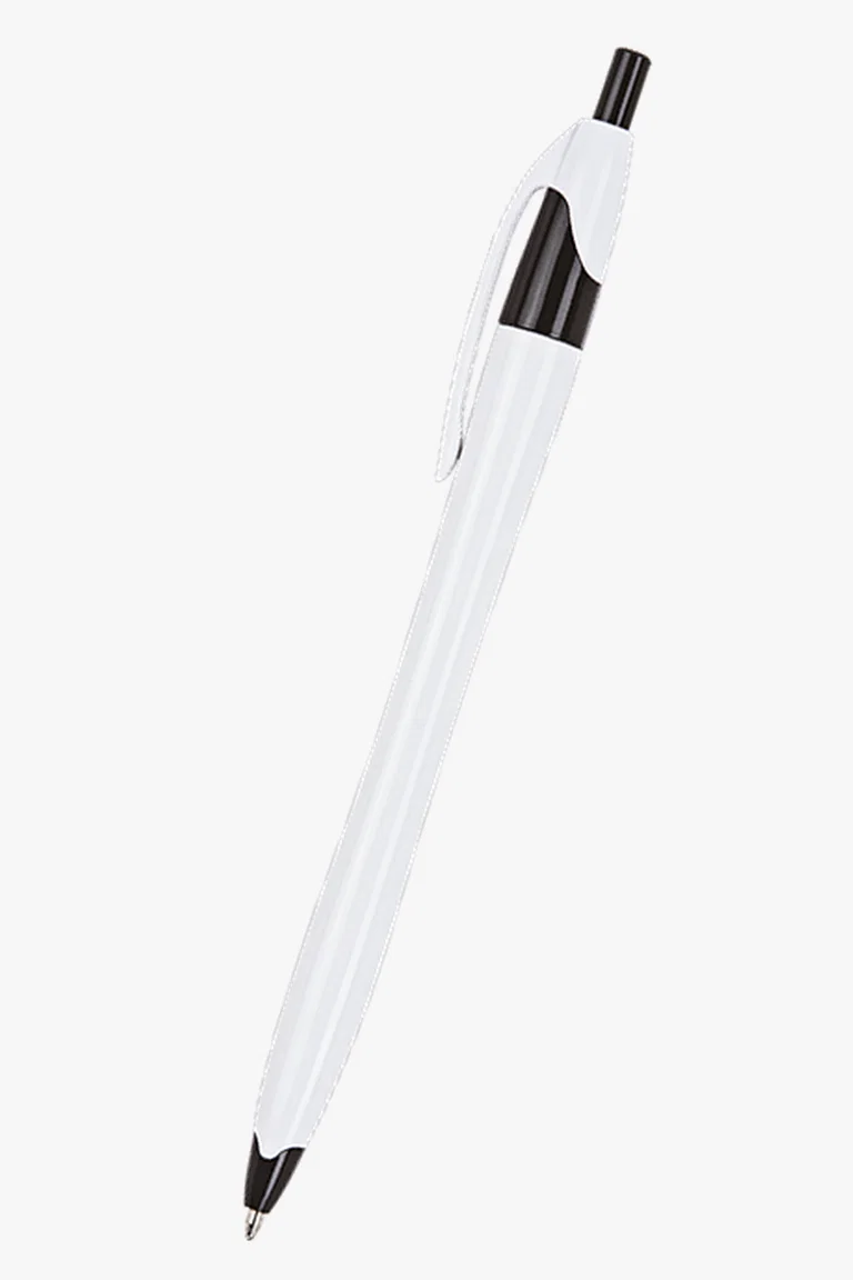 C63s Slim White Barrel Ballpoint Pen — Black