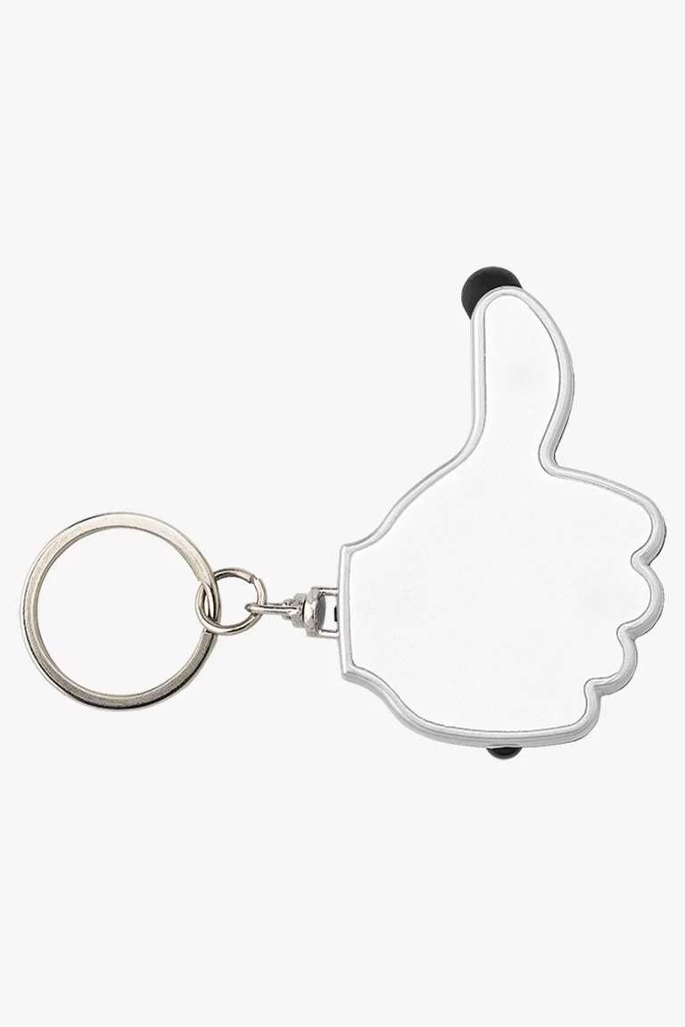 C63s 3 in 1 Thumbs Up Keychain with Stylus and LED Light — White