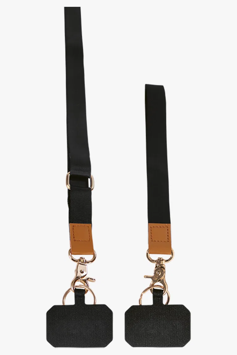 C63s 2 Pack Cell Lanyard Wrist and Neck Set — Black