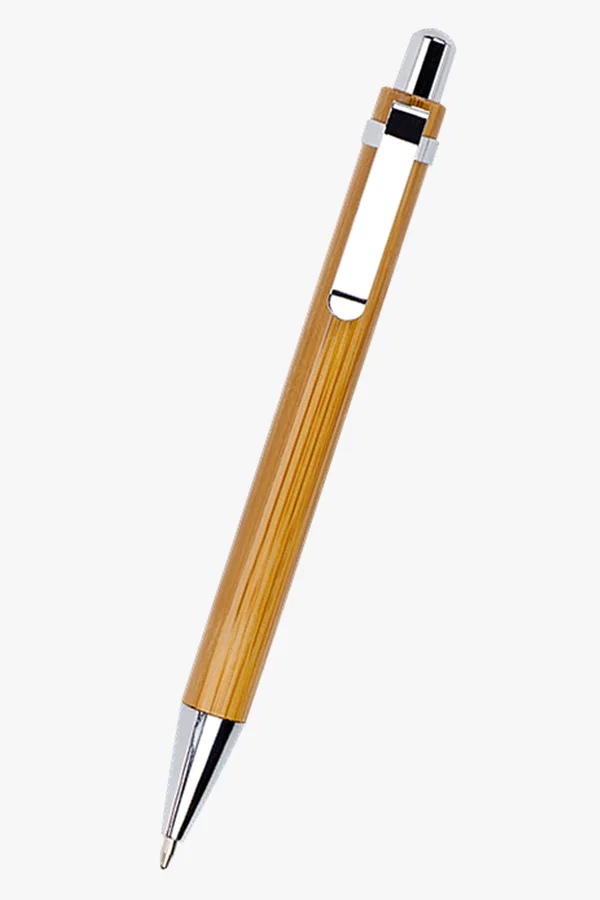 C63s Bamboo Ballpoint Pen with Metal Trims — Brown