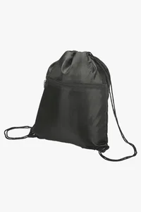 C63s Drawstring Sport Bag with Zip Pocket 210D — Black