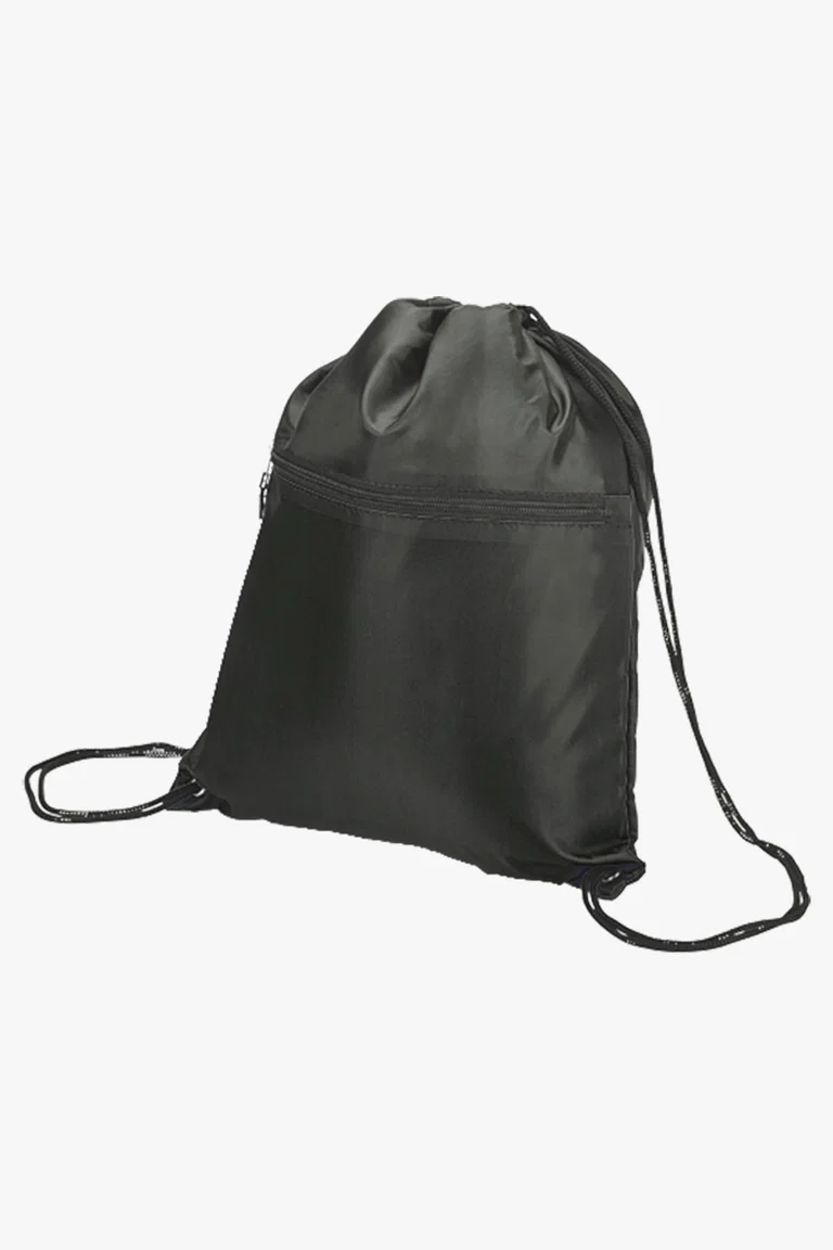 C63s Drawstring Sport Bag with Zip Pocket 210D — Black