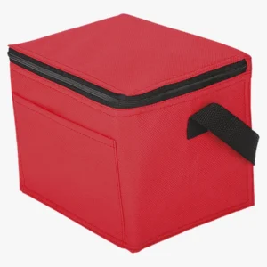 C63s 6 Can Cooler with Foil Liner and Pocket Non-Woven Foil Linin — Red
