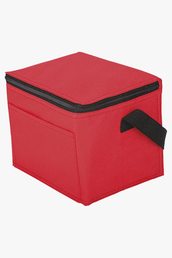 C63s 6 Can Cooler with Foil Liner and Pocket Non-Woven Foil Linin — Red