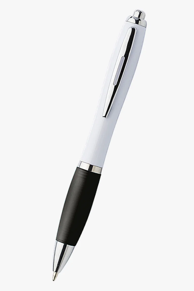 C63s White Barrel Curved Design Ballpoint Pen — Black
