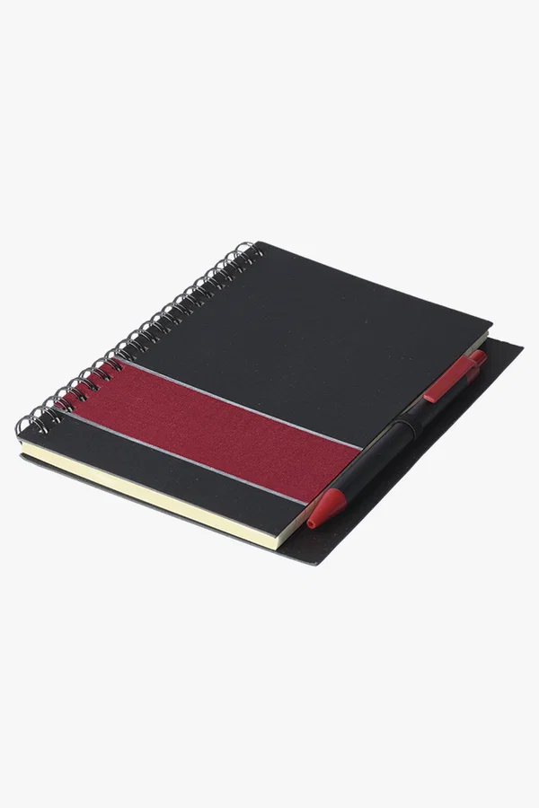 C63s Coloured Stripe Notebook with Pen — Red