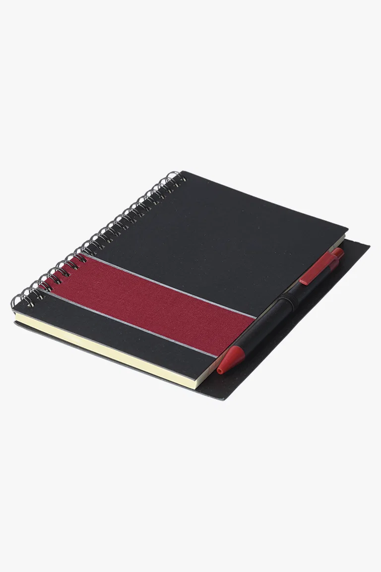 C63s Coloured Stripe Notebook with Pen — Red