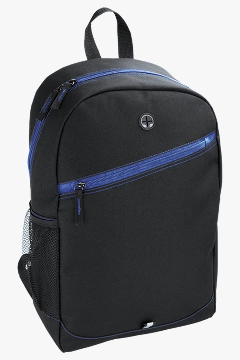 C63s Backpack With Contrast Colour Diagonal Zip — Blue